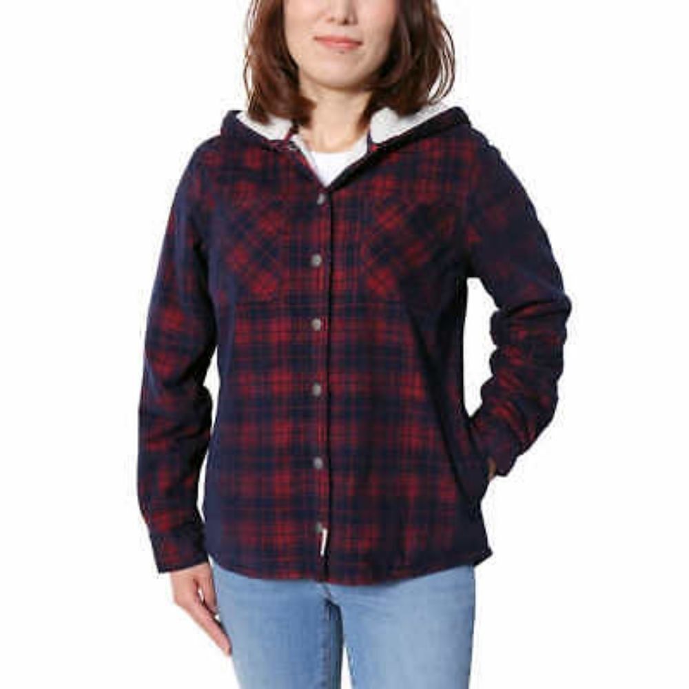 Soho Threads Ladies' Corduroy Hooded Shirt Jacket